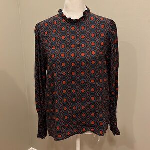 Zara Black and Red Geometric Print Top